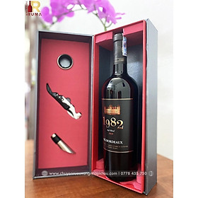 Mua Quà tặng hộp 1 chai rượu vang Pháp 1982 kèm bộ phụ kiện