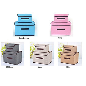 Mua SÉT 2 TÚI VẢI ĐỰNG ĐỒ KHUNG CỨNG PHONG CÁCH HÀN QUỐC