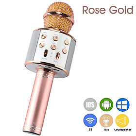 WS-858 Portable Wireless Karaoke Microphone Handheld Cellphone Karaoke Player Built-in BT HIFI Speaker Selfie 3-in-1