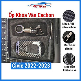 Ốp chìa khóa vân cacbon Civic 2022-2023 kèm móc khóa