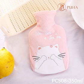 Túi chườm nóng lạnh PUHA 350ml, túi chườm sưởi ấm giảm đau bụng kinh họa tiết dễ thương