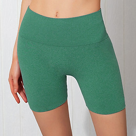 Quần Short bó sát, eo cao co giản cho Nữ tâp Yoga Gym-Màu xanh lá-Size