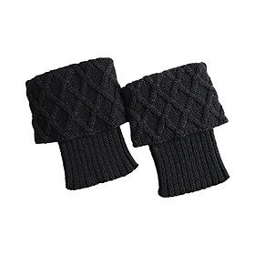 Crochet Boot Cuffs Stockings Crochet Acrylic Knit Warmers for Girls Black