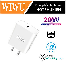 Mua Adapter cóc củ sạc Type C sạc nhanh 20W chuẩn PD Type C 3.0 và Quickcharge 3.0 hiệu WIWU Comet RY-U56 trang bị công nghệ chip sạc thông minh  thiết kế siêu nhỏ gọn  cổng cắm US-UK - Hàng nhập khẩu