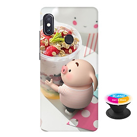 Ốp lưng nhựa dẻo dành cho Xiaomi Redmi Note 5 Pro in hình Heo Con Trà Sữa - Tặng Popsocket in logo iCase - Hàng Chính Hãng