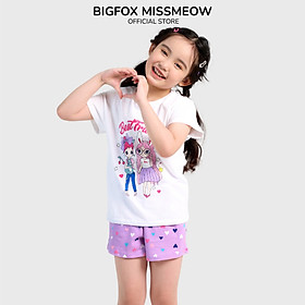 Bộ Bé Gái Miss Meow Bộ Cộc Tay Cho Bé Mùa Hè Chất Cotton In Hình Best Friends, Size 3,4,5,6,7,8,9,10,11 Tuổi - BỘ TRẮNG BEST FRIEND - 105cm, 14 - 16kg (4)