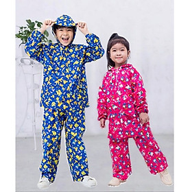 Bộ áo mưa trẻ em cho bé trai và bé gái từ 3 - 10 tuổi , vải dù cao cấp ,siêu bền ,chống thấm họa tiết hoạt hình cute kèm túi đựng ,giao màu ngẫu nhiên