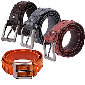 Thắt lưng nam da cá sấu Huy Hoàng nguyên con 4P bát gài đầu kim màu vàng bò, nâu đất, đen, nâu đỏ HT4236-4266-4273-4770