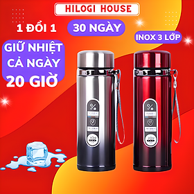 Bình nước giữ nhiệt 1 lít HiLOGI HOUSE giữ lạnh 18 giờ giữ nóng 10 giờ có dây treo và khay lọc trà