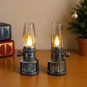 Combo Cặp 2 Đèn Dầu Thờ LED Vĩnh Cửu Dáng Cổ Điển – Ánh Sáng Vàng Ấm, Tặng Pin, Đèn Để Bàn Thờ