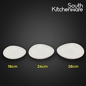 Dĩa tam giác tròn cạn 18cm, 24cm, 28cm Gourmet Trắng Ngà sứ tráng men cao cấp Minh Long