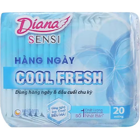 Hình ảnh (15.5cm Không Cánh)- 1 Gói Băng Vệ Sinh Diana Hàng Ngày Sensi Cool Fresh- Mỗi Gói 20 Miếng- HSD luôn mới