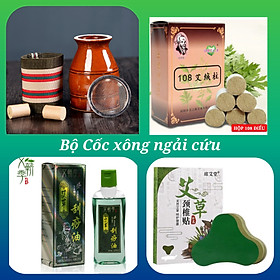 Mua Combo cốc xông ngải cứu hộp ngải đoạn 108 viên  tinh dầu ngải cứu massage. Cốc cạo gió cứu ngải