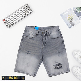 Quần Short Nam, ️️ Quần Short Jean Nam Chất Bò co giãn phối rách cực đẹp form chuẩn Tô Tồ Shop mẫu mới MS03