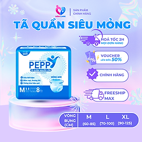 Combo 6 gói Tã/Bỉm Quần Người Lớn, Người Già Peppy Siêu Mỏng, Siêu Thấm, Mềm Mại, Kháng Khuẩn Size M8/L7/XL8