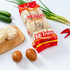 Mì Trứng Mikiri không phẩm màu 350g ( Sợi Dẹp)
