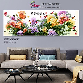 Mua Tranh sơn dầu số hoá tự tô màu hoa mẫu đơn trang trí treo tường khổ lớn HL3027 không khung