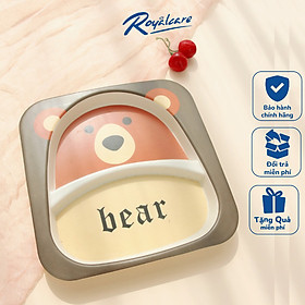 Khay ăn dặm chia 2 ngăn từ tre Bamboo kháng khuẩn cho bé Royal care D7006 - tiêu chuẩn EN71 Châu Âu