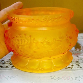 Mua Lư Hương - Bát Hương Hoa Sen Lưu Ly Vàng 9 cm - 11 cm - 13 cm _ 18cm