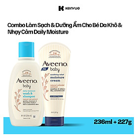Bộ làm sạch & dưỡng ẩm dành cho da khô & nhạy  cảm cho bé Aveeno Baby (236ml+227g)