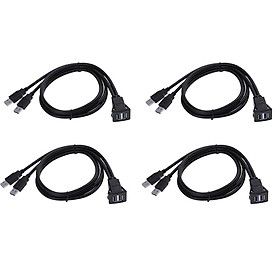 4pcs USB3.0 Male To Female Car Auto Dashboard Flush Mount Adapter Cable