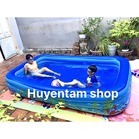 Mua Bể bơi phao loại dày 210*145*65 tặng bơm điện 2 chiều -bóng-phao