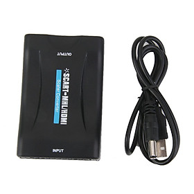 SCART to HDMI 720P 1080P 60Hz HD Video Converter Scaler Box +USB Cable