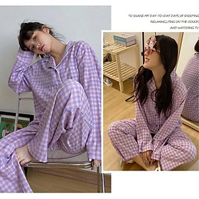 Set đồ ngủ dài sọc caro đan lưới S009