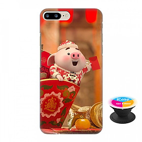 Ốp lưng nhựa dẻo dành cho iPhone 7 Plus in hình Heo Con Phát Lộc - Tặng Popsocket in logo iCase - Hàng Chính Hãng