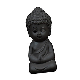 Small Buddha Black Pottery Tea Pet Accessory for Bedroom Office