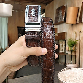 Dây Nịt Nam Cá Sấu Liền Nguyên Tấm Bản Rộng 4cm. Dây Được Đan Viền Thủ Công Rất Đẹp