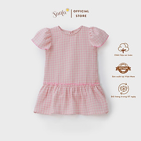 Váy Bé Gái Cổ Tròn Tay Bèo Nhún Tùng Xòe Chất Liệu Muslin Thoáng Mát - BERRY DRESS - DRM031 - SAOLA KIDS CLOTHING