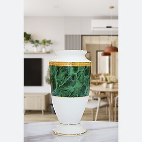 Hình ảnh Bình hoa sứ cao cấp Noritake M164/T91875K, màu xanh lá, mạ vàng, cao 23cm - Hàng chính hãng