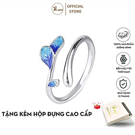 Nhẫn bạc nữ, thiết kế hở hình chiếc lá xanh, thể điều chỉnh sezi ANTA Jewelry - ATJ9012