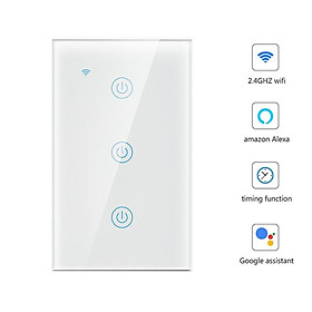 Công tắc cảm ứng Wifi thông minh 3 chạm HCN - màu trắng - Hàng nhập khẩu