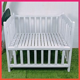 Giường cũi màu trắng tất cao cấp cho bé - 70x110x90