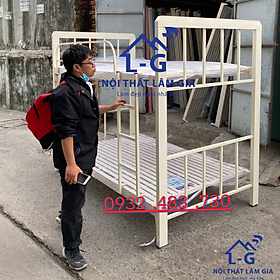 Mua Giường sắt 2 tầng khung hộp 48 trên dưới rộng 1m2 _TPKLG12
