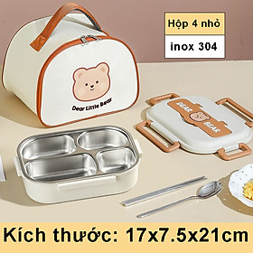 Hộp Đựng Cơm Giữ Nhiệt Dear Bear INOX 304 - Tặng Túi Giữ nhiệt + Bộ dụng cụ ăn