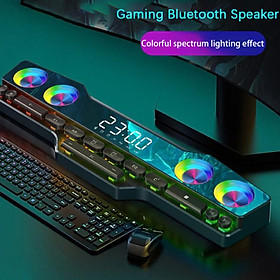 Loa trò chơi Bluetooth không dây 4000mAh Soundbar USB 3D Loa siêu trầm âm thanh nổi AUX FM Đồng hồ gia đình Loa âm thanh trong nhà Loa máy tính Màu sắc: Đen