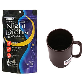Combo Cốc uống nước màu nâu + Trà ORIHIRO Night diet tea nhập khẩu nhật bản