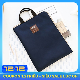 Túi Vải Đựng Tài Liệu Khổ A4 Có Quai Xách Khóa (Tím Than)