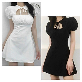 Đầm tay bồng khoét ngực dáng ngắn đi tiệc đám cưới, đi chơi, du lịch TKN
