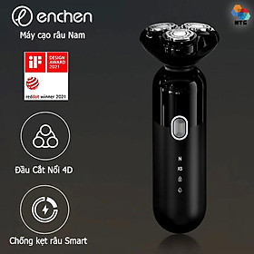 Máy cạo râu Enchen Mocha S công nghệ 4D đầu cắt, kháng nước IPX7 toàn thân, 2 tốc độ cắt mượt giảm kẹt râu, chế độ báo hiệu thông minh, hàng chính hãng