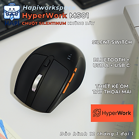 Chuột không dây hàng chính hãng HyperWork Silentinum HPW-MS01 thiết kế công thái học