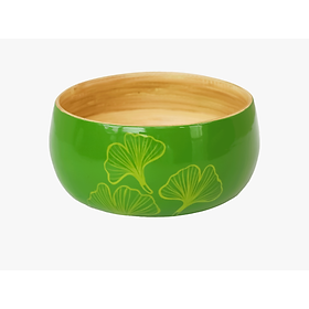 Bát Sơn Mài Xanh Lá Cây Họa Tiết Lá Bạch Quả