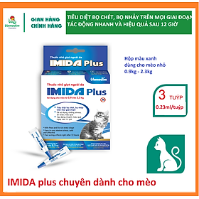Vemedim Imida Plus for cat nhỏ lên da của mèo diệt bọ chét, bọ nhảy, rận cho mèo, tác động nhanh sau 12 giờ sử dụng, hộp 3 tuýp