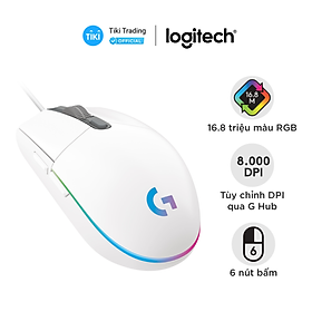 Chuột game có dây Logitech G203 Lightsync - Tùy chỉnh RGB, 6 nút lập trình, nhẹ, 8000 DPI, PC/Mac - Hàng chính hãng