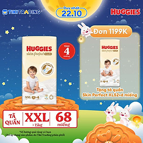 Tã quần Huggies Skin Perfect Mega Jumbo XXL64+4 miếng với 2 vùng thấm giảm kích ứng da