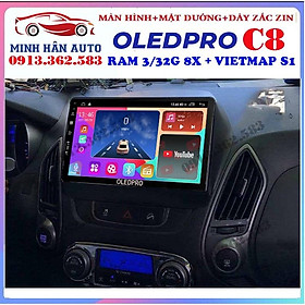 Combo màn hình OLEDPRO C8 kèm mặt dưỡng,dây nguồn cho xe HUYNDAI TUCSON 2010-2014