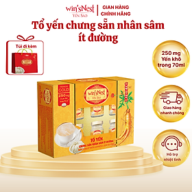 Yến Sào wins'Nest 250mg tổ yến chưng sẵn nhân sâm ít đường (6 Lọ x 70 ml / Hộp)